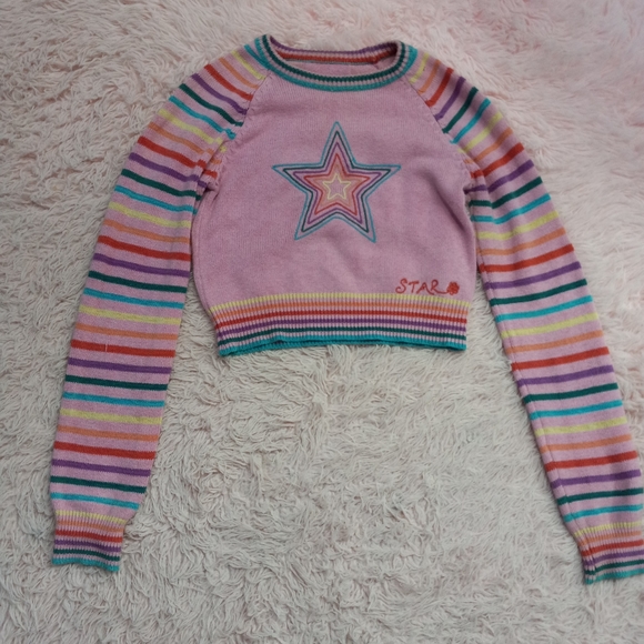Dolls Kill Sweaters - Omg! Rare kawaii Vintage y2k/90s cropped pink & rainbow soft warm knit sweater!